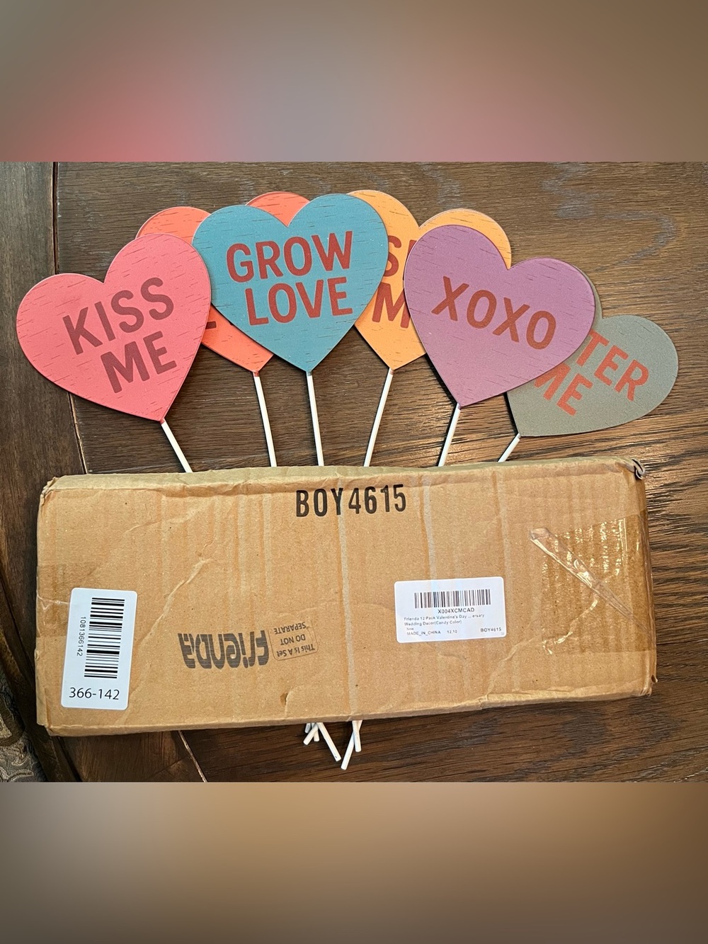 Multicolored Heart Picks Accent - FOR EVER Table/Garden Pick sets of 6 - Picture 10 of 10